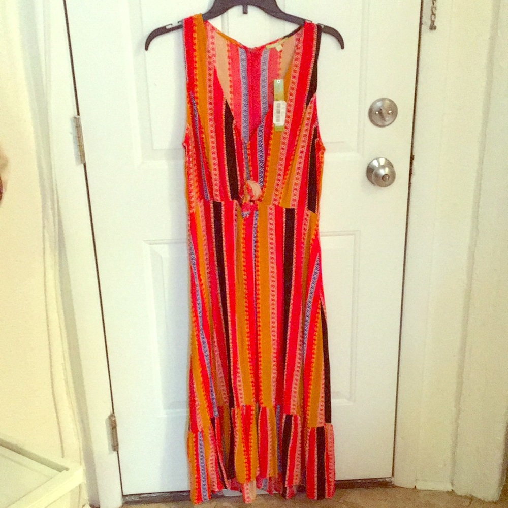 Gianni Bini Red, Orange and Navy Ankle Dress